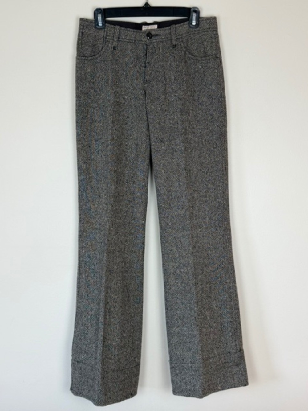 Vintage Ralph Lauren Wool Tweed Trousers Button Fly Wide Leg Women's 4
